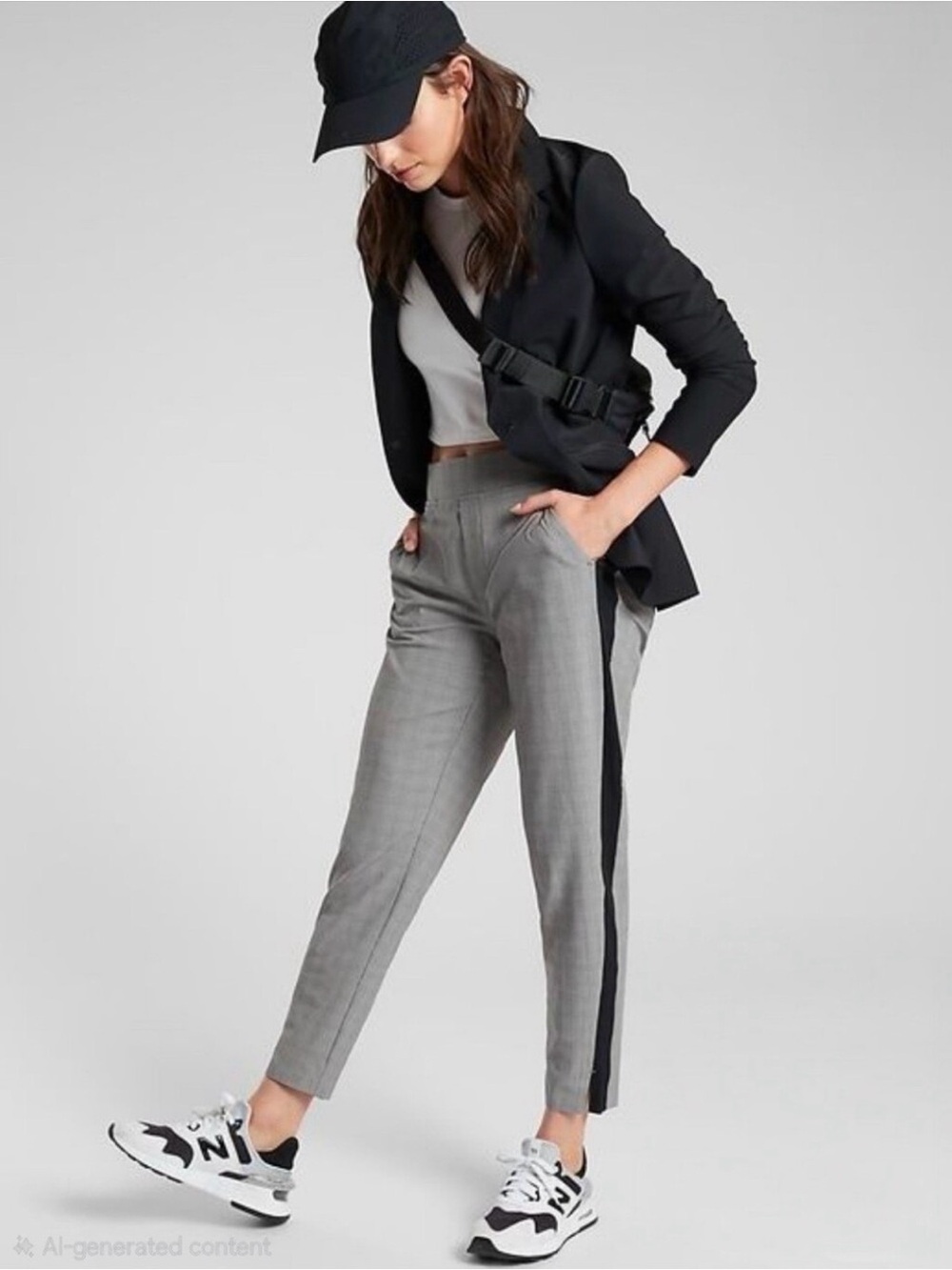 Athleta Pants Womens 4P Brooklyn Ankle Plaid Houndstooth Tuxedo Stripe